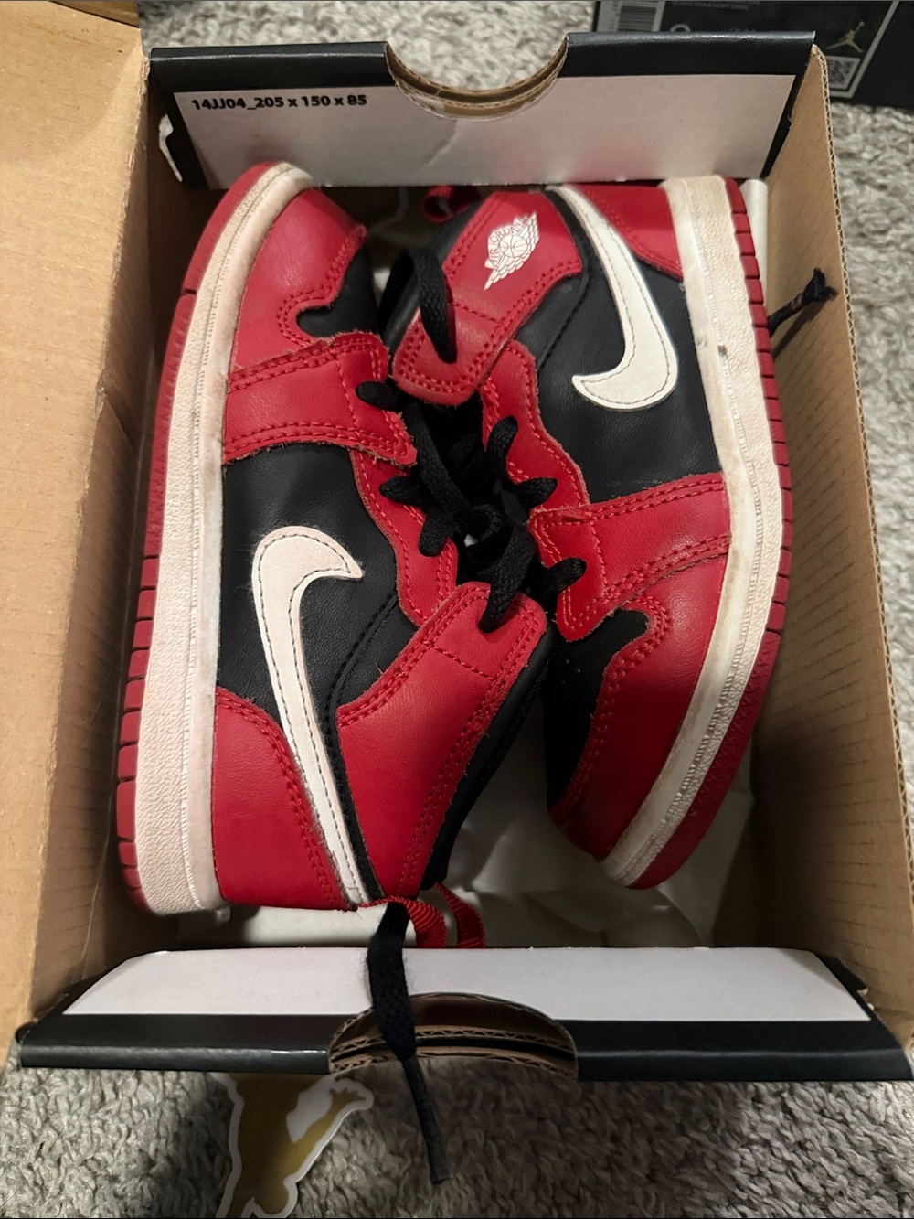 Nike Kids Red, Black & White High-Top Sneakers